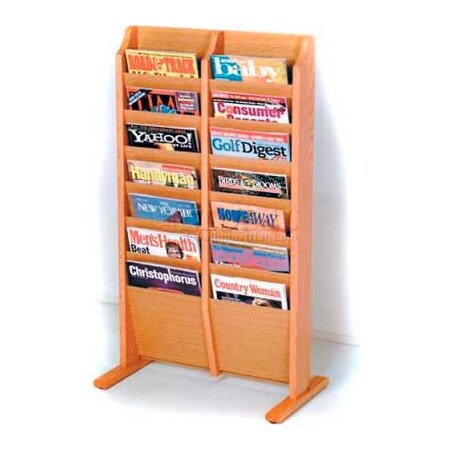 Wooden Mallet Wooden Mallet Cascade Free-Standing 14 Pocket Magazine Rack, Light Oak MR14-FSLO